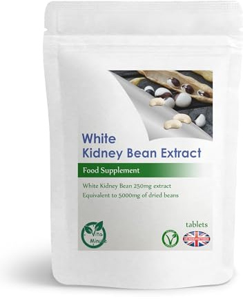 White Kidney Bean 5000mg Extract Tablets, Diet, Heart, Carb Blocker, Weight Management, Vegan (Pack of 90)