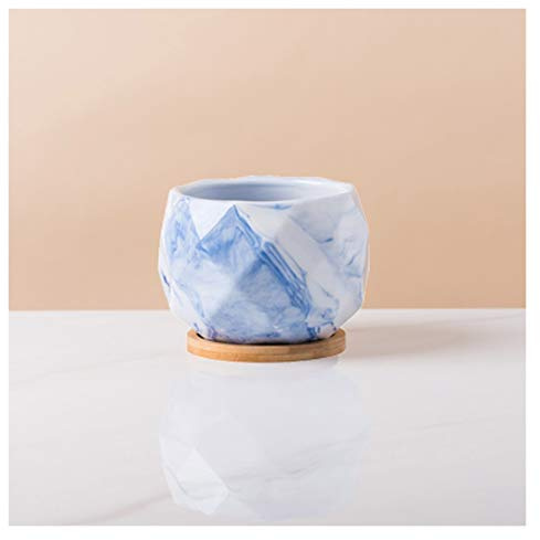 Flower Pots Outside Plant Pot Ceramic Flower Planters Indoor Modern Succulents Containers with Drain Hole Saucer Decorate Home Office Outdoor Small Flower Pots (Color : Blue Size : 2) (Blue 1)