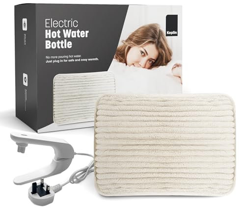 KEPLIN Rechargeable Electric Hot Water Bottle Soft & Cosy Bed, Hand & Body Warmer - Fast Heating, Auto-Shut Off Function, Over-Heat Protection & No Refill Heat Pad (Cream)
