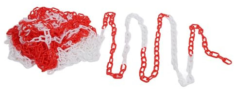Yomiyuyr Absperrkette aus Kunststoff, Verkehrsketten, 6 mm Durchmesser, ABS, 25 m lang, Sicherheitsabsperrungsglieder für Gärten, Parkplätze, Straßenkontrolle, Rot und Weiß – (Rot und Weiß)