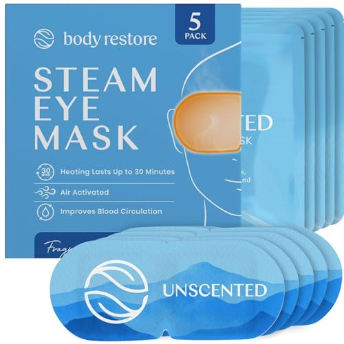 Body Restore Heated Eye Mask for Dry Eyes 5 Pack – Self Heating Warm Compress, Valentines Day Gifts for Her and Him, Birthday Gifts for Women and Men, Stye Eye Treatment, Relaxation – Unscented