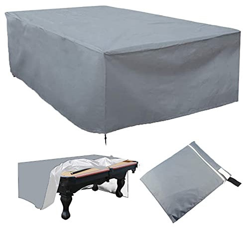Waterproof Outdoor Pool Table Cover 8ft Billiard Table Cover with Drawstring and Storage Bag Durable Anti UV Protection Grey Rectangle Table Cover 102x53x32in