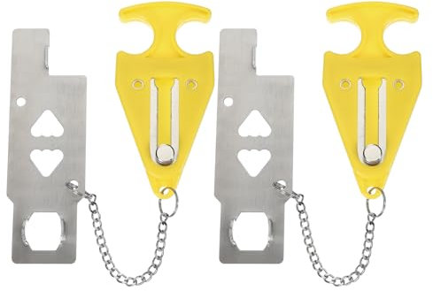 PATIKIL Hotel Door Lock, 2 Pack Heavy Duty Extra Lock for Additional Privacy and Safety Perfect for Traveling Hotel Home Apartment Double Hole Yellow