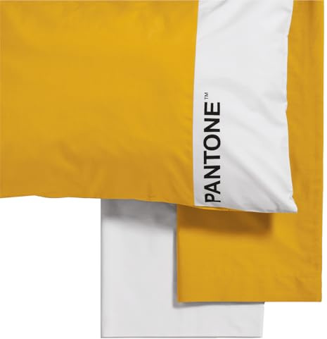 PANTONE - Completo Letto Singolo, Set con Lenzuola Letto Singolo Cotone 150x280 + Lenzuolo con Angoli Singolo Sotto Coprimaterasso 90x200 con Elastici per Materasso Fino 30cm + 1 Federa Cuscino 50x80