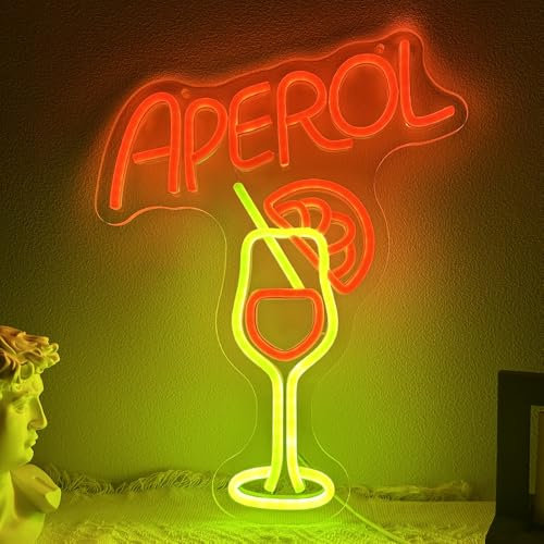 PILOYINDE Cocktail Led Schild Aperol Spritz Neon Schild Bar Neon Schild Wanddekoration Aperol Neonlicht Geeignet für Bar Dekoration Cocktail Party Dekoration