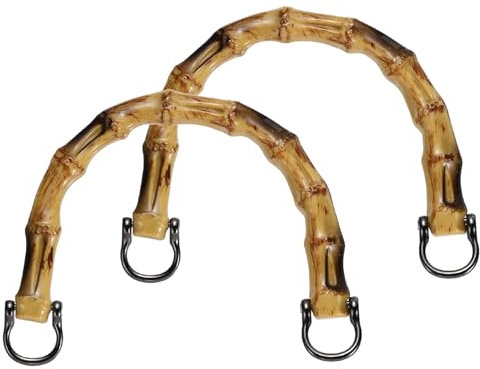 QUARKZMAN 2 Pezzi Maniglie per Borsa in ABS 6 Maniglia a Forma di U per Sostituzione Accessori con Fibbia Nera per Borsa all'Uncinetto Fatta a Mano Borsa, Marrone