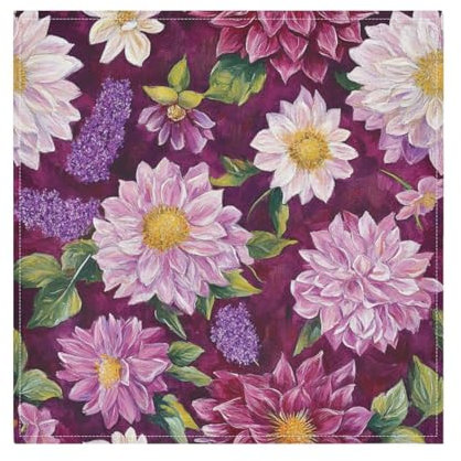 Stoffservietten, Vintage-Blumen, wiederverwendbar, Polyester, Dinner-Servietten, französische Hochzeit, Tischdecke, Stoffservietten, 6 Stück, 50,8 x 50,8 cm