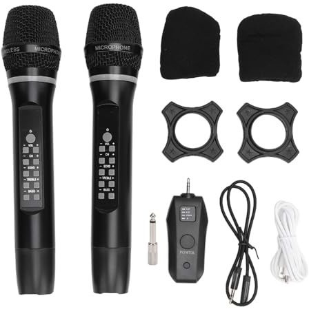 Fafeims Double Système de Dynamique sans Fil sans Fil, Chant Ktv Familial avec Une Poignée Confortable, USB pour la Maison Extérieure