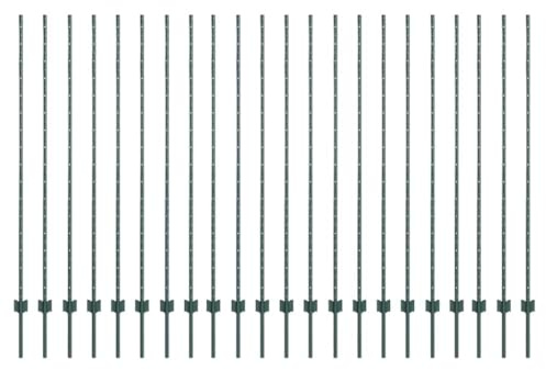 vidaXL Zaunpfosten 22 pcs Grün 200 cm Stahl, Garten- und Terrassenpfosten, moderne Stahlzäune für Außenbereiche, haltbar für Heimprojekte