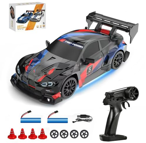 Siereolly Drift Car 1:24 Racerbil fjärrstyrd 20 km/h 4WD 2,4 GHz fjärrkontroll mini RC bil med LED-lampor för barn
