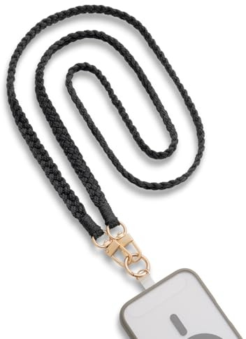 Handykette Handyband zum Umhängen Geflochten 124 cm Schwarz