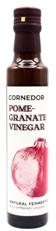 CORNEDOR - Aceto di melograno : 250 ml : Crudo, non filtrato, non pastorizzato, con la madre : Succo di melograno fermentato 100% naturale : Condimenti per insalate, marinate, cottura