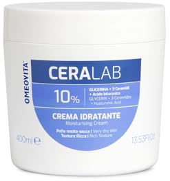 OMEOVITA CERALAB Crema Idratante Viso e Corpo con Acido Ialuronico e 3 Ceramidi, Pelle Molto Secca - Idratazione Lunga Durata, 400m