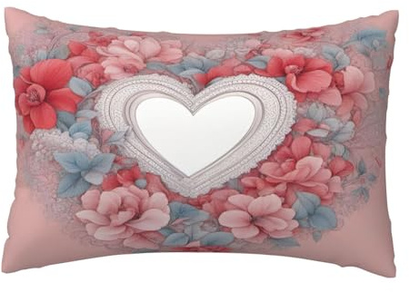 KOUUIP Federa per cuscino con stampa romantica a forma di cuore, in peluche, ultra morbida, con cerniera,