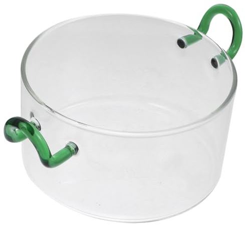 VICASKY Ciotola in Vetro per Insalata Ciotola Trasparente per Servire Alimenti Contenitore per Alimenti con Manico Adatta per Sala da Pranzo Casa e Hotel Facile da Pulire e Riporre