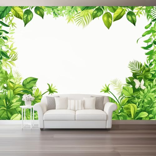 Papel Pintado Panorámico Tropical De Seda Papel Pintado Decoración De Pared Verde Hojas De Palma Mariposadormitorio Sala Tv Fondo Decorativos Murales Xxl Grande