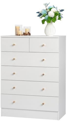 LEADZM Kommode Schlafzimmer Kommode mit 6 Schubladen, Weiß