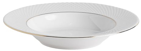 home&you - Plato hondo Eleni de 23,5 cm de diámetro, profundo, plato, cuenco, cuenco de cerámica, apto para microondas, para sopa, ensalada, pasta, cereales - Blanco