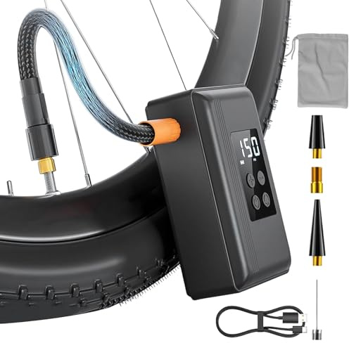 Bomba de bicicleta, apagado automático con medidor de presión de luz LED, inflador eléctrico para neumáticos de bicicleta, para carretera, ciudad, ciclismo, globo, natación, anillo, bola, inflables