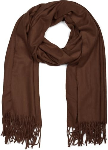 styleBREAKER Sciarpa lunga unisex in tinta unita con frange, stola invernale calda, tessuto morbido in viscosa 01017104, colore:Mocca Brown