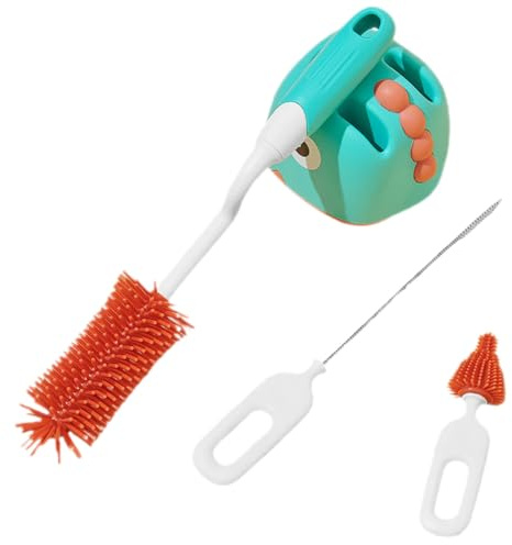 VICASKY Goupillon pour Tasse et Biberon avec Support Long Manche pour Nettoyage Facile Brosse pour Tétine et Paille Kit de Nettoyage Portable