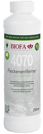 BIOFA Fleckenentferner 4070, hoch wirksam, Gel, 250 ml, gegen schwarze Flecken auf Holz, Parkett, Arbeitsplatten