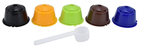 Reusable Coffee Pod Capsules 5Pcs Set Premium Refillable Stainless Steel Filter Convenient with Spoon for Coffee Machines Melody Genio Mini Me Esperta Circolo ABS Material 50ml