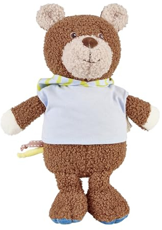 Sterntaler Kuscheltier L Bär Bob aus kuschligem Flausch und bedrucktem Jersey, gefüllt mit Polyesterwatte, 32 × 25 × 9,5 cm – braun