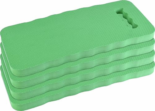 Meister Kniekissen 4er Set – grün – Mit Griff – Abwaschbar | EVA Kniepolster 40 x 18 cm für Gartenarbeit und als Sitzunterlage – grüne Ausführung – im Garten – für Garten