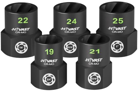HYVAST 5-Piece 1/2 Drive Heavy Duty Bolt Extractor Set