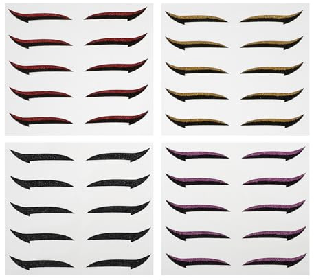 TEHAUX Pegatinas de Ojos Reutilizables para Sombra de Ojos, Fáciles de Aplicar, 20 Pares de Cintas de Plástico para Maquillaje Diario y Fiestas Color Aleatorio