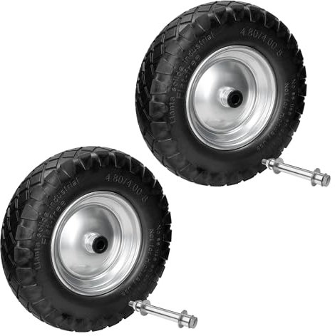 ECD Germany 2 x Roue de Brouette Caoutchouc plein PU - 4.80/4.00-8 - Ø 390 mm - Roue de Secours Pleine en Gomme Solide - Roue de Rechange Chariot - Capacité Charge max 200 kg - Jante en Acier