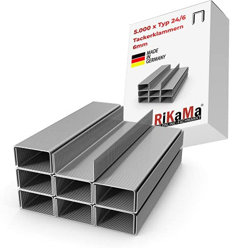 RIKAMA® 10000 Stück Tackerklammern 24/6 | Standart Handtackerklammern | verzinkt | Tacker-Klammern | Heftklammern | Büroklammern