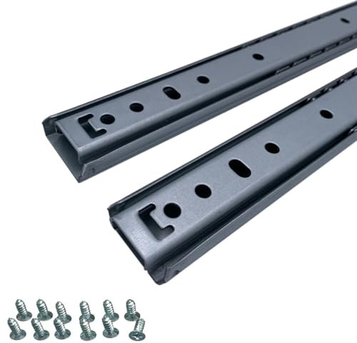 BRESKO 1 Paar (2 Stk.) 27 mm Schubladenschienen 25-55 cm Teilauszug Schubladenauszüge Kugelführung (45 cm)