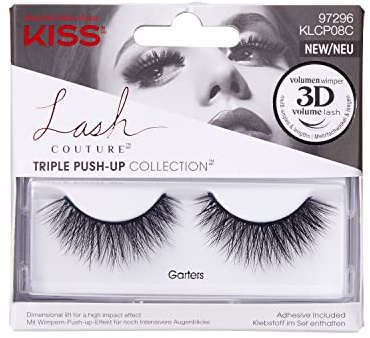 KISS Lash Couture Triple Push Up Collection 1 Paar Künstliche Wimpern, Strumpfbänder, 3D Volumen Künstliche Wimpern, tierversuchsfrei, wiederverwendbar inkl. Wimpernkleber