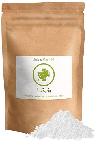 vitalundfitmit100 L-Serin Pulver 100 g, aus Fermentation, vegan, ohne Zusatzstoffe