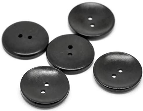 30 Holzknöpfe schwarz 30mm runde Knöpfe aus Holz Zweilochknöpfe 2-Loch Knopf zum nähen Annähen und Basteln Mantelknopf Jackenknöpfe Bastelknöpfe