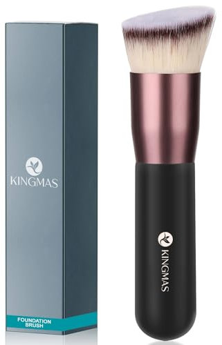 KINGMAS Angled Top Foundation Brush, Premium Kabuki Makeup Brush for Liquid, Blending, Cream, Powder,Blush Buffing Stippling Face Makeup Tools
