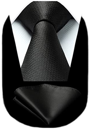 HISDERN Herren Krawatte mit Einstecktuch Karierte Formelle Klassische Hochzeit Herrenkrawatte und Taschentuch Set für Männer