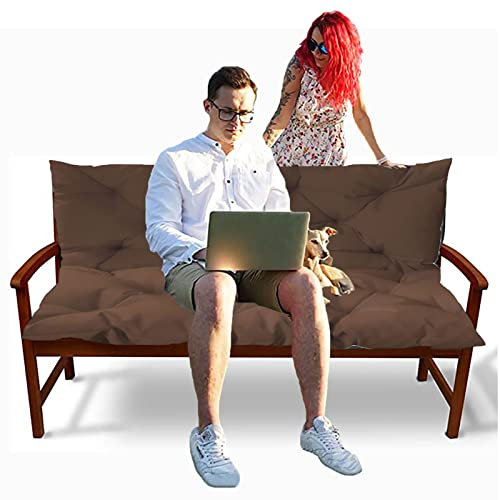 SRHWBF Bankkissen mit Rückenlehne Gartenschaukelkissen mit Nähten gesteppt Gartenkissen Sitzpolster Hollywoodschaukel Relax Palettenkissen (Coffee 59x39x4in)