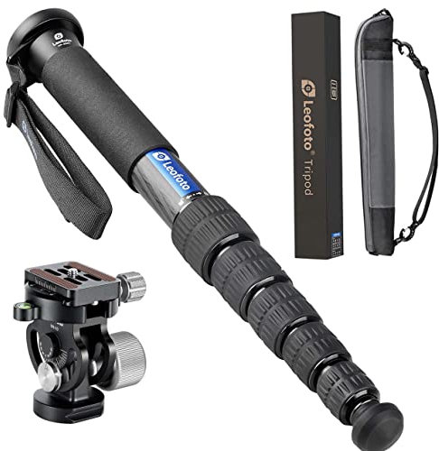 Leofoto Ensemble monopode et tête inclinable MP-326C+VH-10S, fibre de carbone, tête monopode VH-10S, 6 sections de pieds, compatible Arca (ensemble MP-326C + VH-10S)