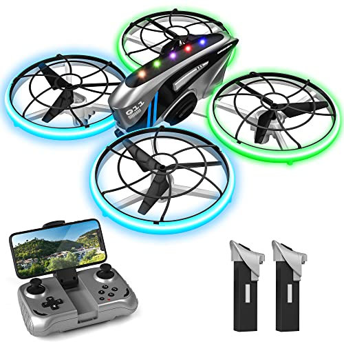 RC Quadcopter with 4K Camera for Kids, Adults - Drone Gifts with LED Lights, Auto Hover & Long Flight Time, Full Protect Guard for Beginners