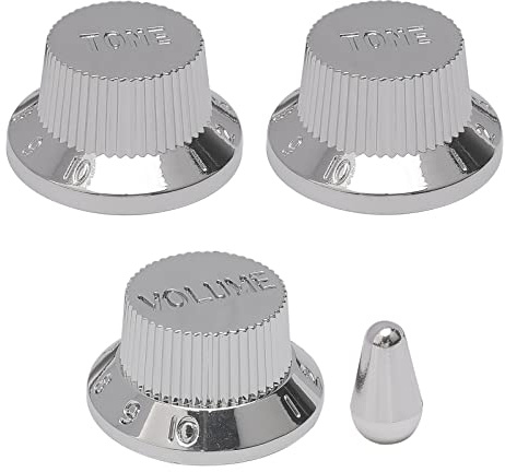 Pxyelec 3Pcs Chrome Dome Knobs Volume Tone Control with Switch Tip Cap | Includes Toggle Switch Tip Cap, Fits Standard Potentiometers, Durable Chrome Finish