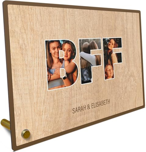 BFF Geschenke Holzbild - Foto Geschenk - personalisierbar zum Hinstellen/Aufhängen optional beleuchtet Beste Freundin, Weihnachtsgeschenke Beste Freundin, BFF Sachen - personalisierte Geschenke