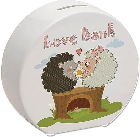Igel Spardose mit Spruch Love Bank Igel Pärchen Sparschwein zum sparen auf gemeinsame Ziele Liebe Sparbüchse romantisch