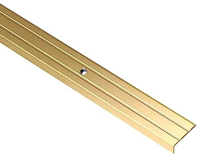 Gedotec Trappprofil Alu Stegkantprofil Aluminium Vinkelprofil mässing | 1 000 mm | Golvprofil perforerat för skruvar | Vinkelskyddsprofil 25 x 20 mm | 1 styck - Trappvinkelskiva med riller