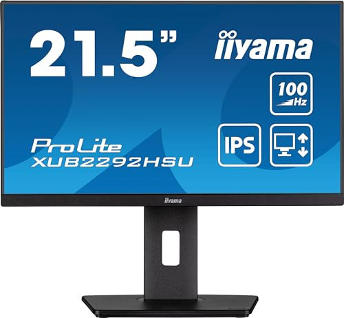 iiyama Prolite XUB2292HSU-B6 54,6 cm 21,5 monitor LED IPS Full-HD 100Hz HDMI DP USB3.2 altezza, Pivot FreeSync
