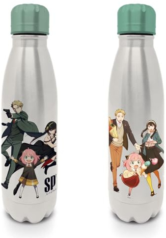 PYRAMID International Spy X Family Trinkflasche (Cool vs. Family-Design), Metall-Wasserflasche, 540 ml – offizielles Lizenzprodukt, Merhfarbig