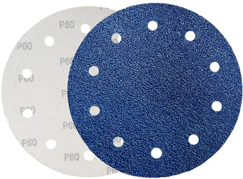 Dischi abrasivi zirconio corindone resistenti, chiusura a strappo, 10 fori, adatti per levigatrici rotorbitali, eccentriche, levigatrice per pavimenti Pallmann Spider Ø 178 mm Grana 100 (50 Pezzi)