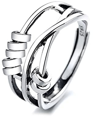 KASFDBMO Tre anelli per perline di trasferimento indice intelligenti bocca dal vivo placcato rame per uomini e donne